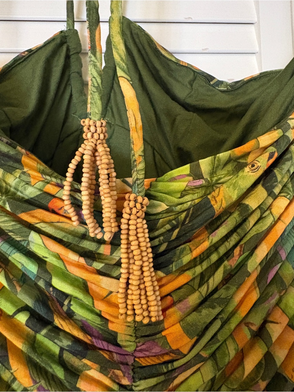 Farm Rio Green Forest Parrots Ruched Bodice Maxi Dress - Picture 4 of 5